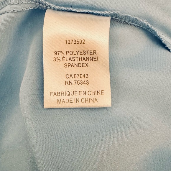 Cupcakes and Cashmere Blue Satin Blouse XL French Cuff Button Front Draped Shirt - Picture 8 of 10